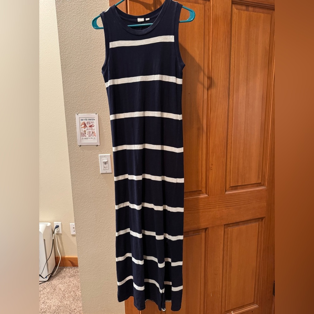 Navy and White Striped Maxi Dress